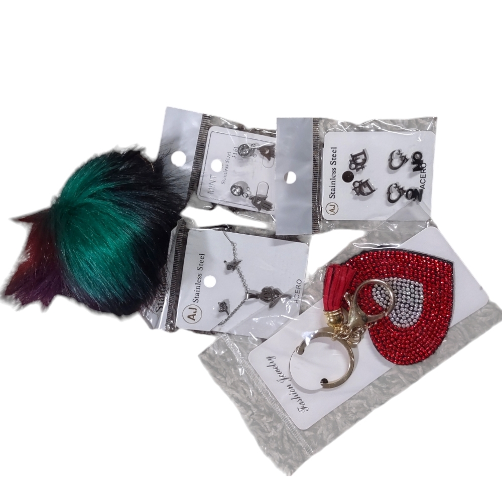 Accessories bundle Mixed Items Earrings Keychain Jewelry lot Stocking Filler